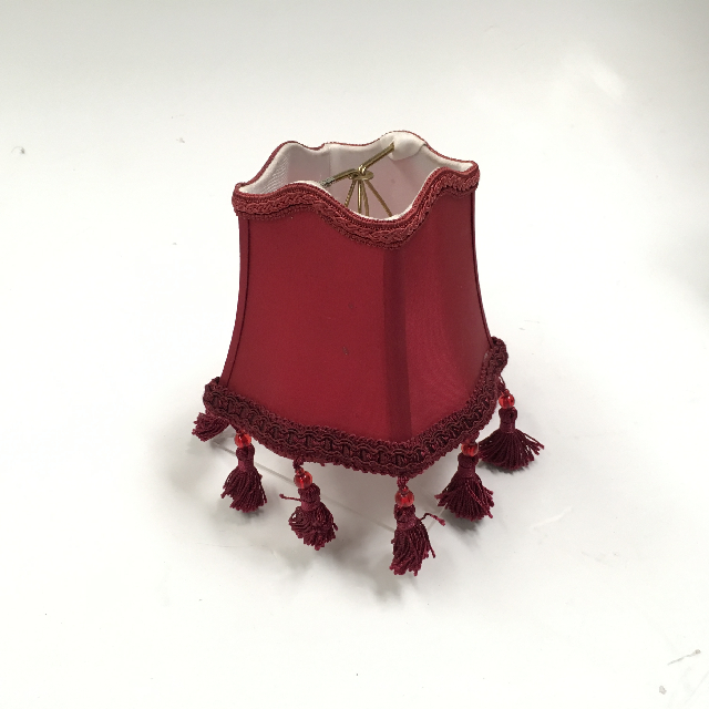 LAMPSHADE, Ex Small (Clip On) - Maroon Empire Style w Tassle